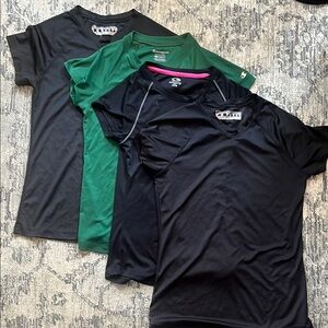 Lot of 4 Champion Black and Green Moisture Wicking Shirts - Sizes XS and S